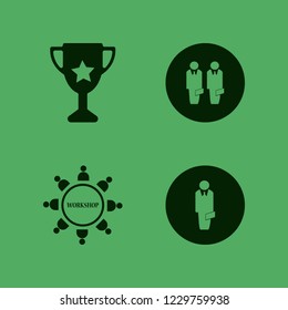 leader icon. leader vector icons set businessmen, workshop, trophy cup and businessman