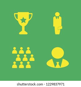 leader icon. leader vector icons set trophy cup, businessman and workshop