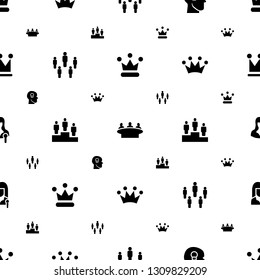 leader icons pattern seamless white background. Included editable filled crown, group, head with keyhole, ranking, Crown, woman speaker icons. leader icons for web and mobile.