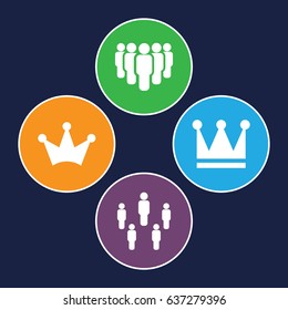 Leader icons set. set of 4 leader filled icons such as crown