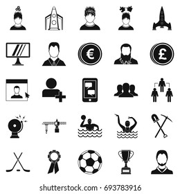 Leader icons set. Simple set of 25 leader vector icons for web isolated on white background