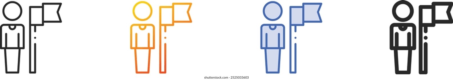leader icon.Thin Linear, Gradient, Blue Stroke and bold Style Design Isolated On White Background