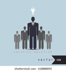 Leader with the idea among the people vector concept infographic
