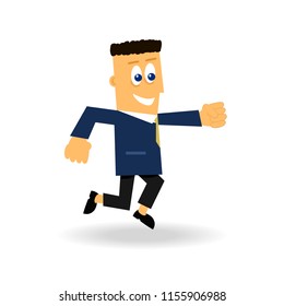 Leader isolated on white background. Happy man gesture triumph and achievement. For web site, app, social media and poster. Creative business concept, vector illustration
