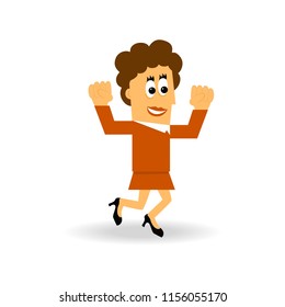 Leader isolated on white background. Happy woman gesture triumph and achievement. For web site, app, social media and poster. Creative business concept, vector illustration