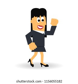Leader isolated on white background. Happy woman gesture triumph and achievement. For web site, app, social media and poster. Creative business concept, vector illustration
