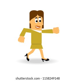 Leader isolated on white background. Happy woman gesture triumph and achievement. For web site, app, social media and poster. Creative business concept, vector illustration
