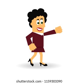 Leader isolated on white background. Happy woman gesture triumph and achievement. For web site, app, social media and poster. Creative business concept, vector illustration
