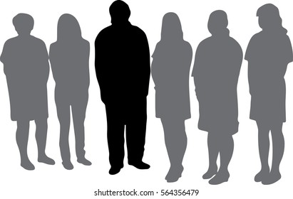 leader - a large group of man - vector graphics, Crowd of people silhouettes