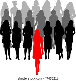 leader - a large group of women - vector graphics
