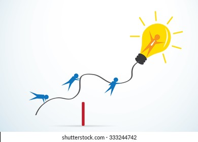 leader with light bulb and bulb team background, leadership concept