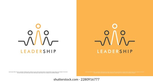 Leader logo design illustration. Creative idea line leader master team captain manager director. Work team relationship design. Simple modern graphics.