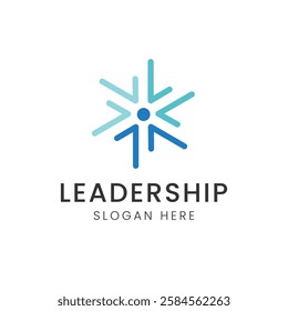 Leader logo design illustration. Creative idea line leader master team captain manager director. Work team relationship design. Simple modern graphics.Leader logo design illustration.