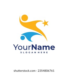 Leader logo design Template. Star People logo vector illustration.
