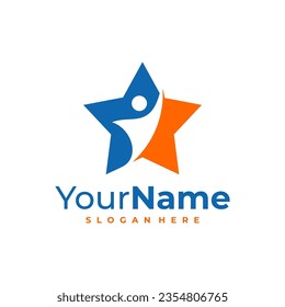 Leader logo design Template. Star People logo vector illustration.