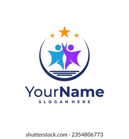 Leader logo design Template. Star People logo vector illustration.