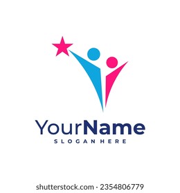 Leader logo design Template. Star People logo vector illustration.