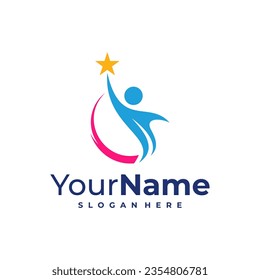 Leader logo design Template. Star People logo vector illustration.