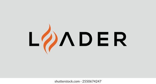 leader logo wordmark, flame fire vector concept