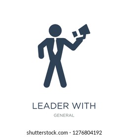 leader with loudspeaker icon vector on white background, leader with loudspeaker trendy filled icons from General collection, leader with loudspeaker vector illustration