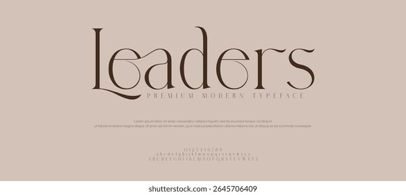 Leader Luxury font alphabet logo. Typography Beauty fashion elegant western classic letters serif fonts decorative wedding vintage logos. vector illustration 