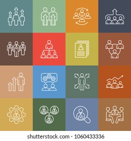Administración de líderes - conjunto de iconos de línea delgada mínimo. Colección de iconos de esquema. 
Simple ilustración vectorial.
