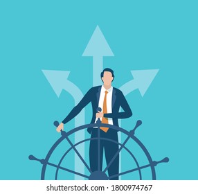 Leader. Manager chooses the path to success. Business vector illustration.