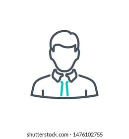 leader manager outline flat icon. Single high quality outline logo boss for web design or mobile app. Thin line administrator logo. Black and blue icon pictogram director isolated on white background