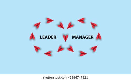 Leader and manager,
planes showing the difference.challenge,human resources idea.