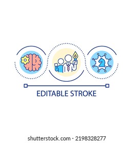 Leader Mindset Loop Concept Icon. Lead And Motivate. Boss Mindset. Cognitive Flexibility Abstract Idea Thin Line Illustration. Isolated Outline Drawing. Editable Stroke. Arial Font Used