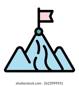 Leader mountain icon. Outline leader mountain vector icon for web design isolated on white background color flat