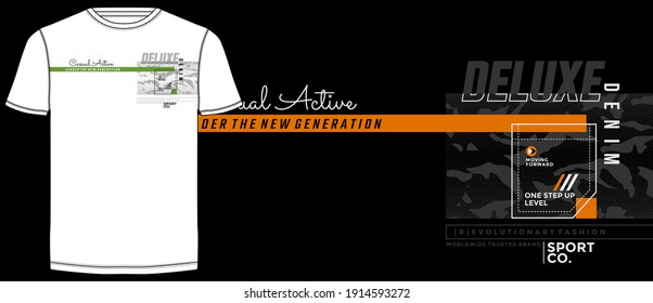 Leader the new generation, modern and stylish typography slogan for t-shirt. Abstract design with the lines and camouflage style. Vector print, typography, poster. Global swatches.