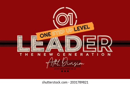 Leader the new generation, modern and stylish typography slogan. Colorful abstract design with camouflage and lines style. Vector illustration print tee shirt, background, typography, poster and more.