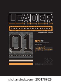 Leader the new generation, modern and stylish typography slogan. Colorful abstract design with camouflage and lines style. Vector illustration print tee shirt, background, typography, poster and more.