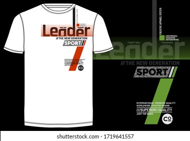Leader the new generation stylish typography slogan for t-shirt.  Abstract design with the halftone and the camouflage style. Vector print, typography, poster. Global swatches.
