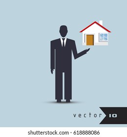 Leader offers a house solution vector infographic concept