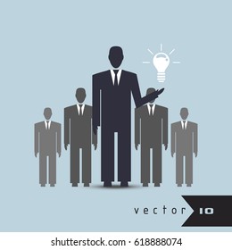 Leader offers a solution among the people vector concept infographic