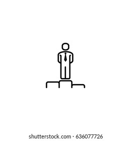 Leader On A Pedestal Outline Vector Icon.