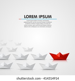 Leader Paper Boat Different. Vector Illustration