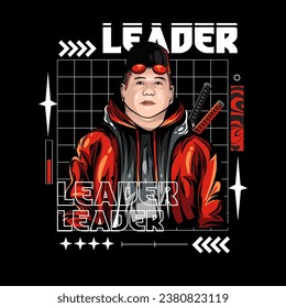 leader portrait wearing street wear style