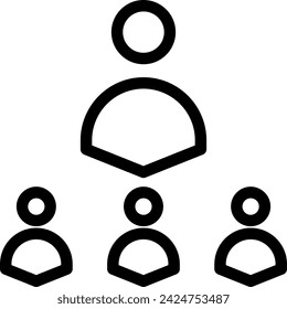 Icono de desarrollo de proyecto líder con estilo de contorno negro. negocio, líder, liderazgo, éxito, equipo, grupo, gerente. Ilustración vectorial