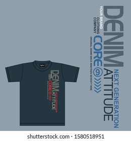 Leader research core denim  typography stylish for t-shirt and apparel abstract design. Vector print, poster. Global swatches.