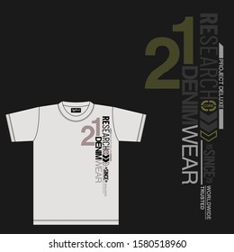 Leader research core denim  typography stylish for t-shirt and apparel abstract design. Vector print, poster. Global swatches.