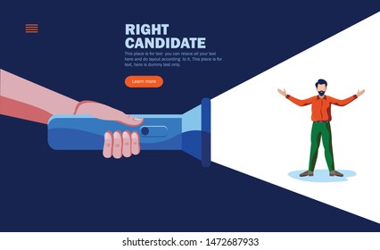 leader, right candidate in spotlight  vector illustration concept