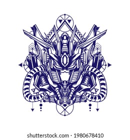The Leader Robot Head with sacred geometry on white background, can use for design template, logo and more