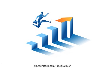 The leader runs to reach dreams and opportunities. Business work concept illustration about hard work and pressure