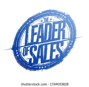 Leader of sales rubber stamp, vector imprint