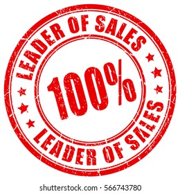 Leader of sales rubber vector stamp on white background. Business ink stamp leader of sales.