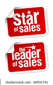 Leader of sales stickers set.