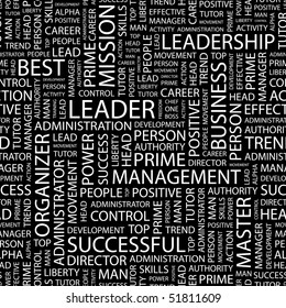 LEADER. Seamless vector pattern with word cloud.